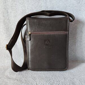 Vintage Rocky Mountaineer Brown Leather Satchel Cross Body Messenger Bag